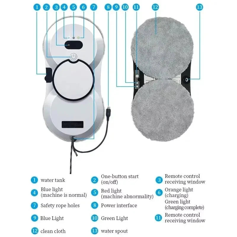 Smart Home Intelligent Window Cleaning Robot Vacuum with Auto Water Spray for Glass Windows And Floor Washing