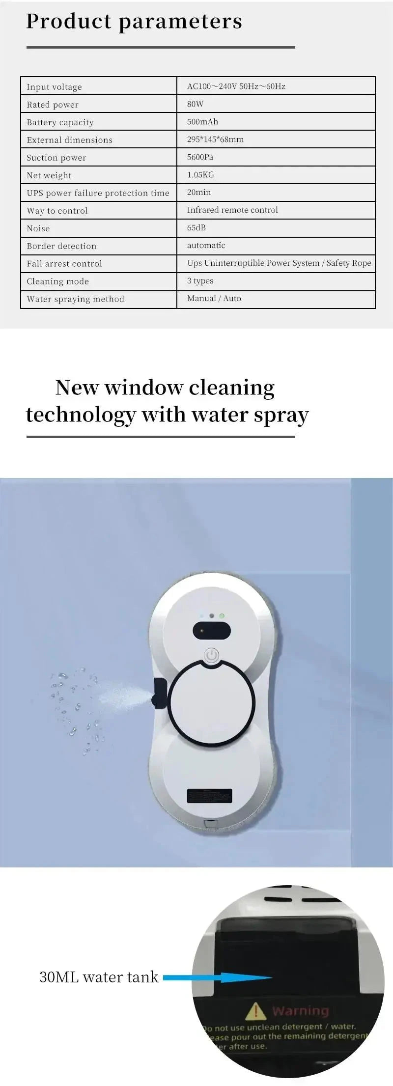 Smart Home Intelligent Window Cleaning Robot Vacuum with Auto Water Spray for Glass Windows And Floor Washing